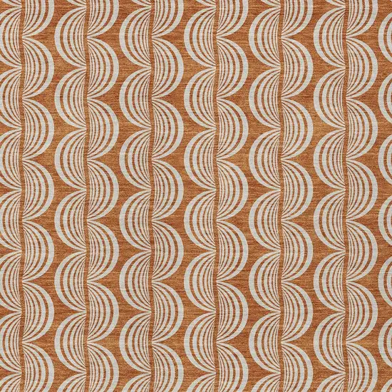Copper And Beige Ogee Washable Indoor Outdoor Area Rug Photo 5