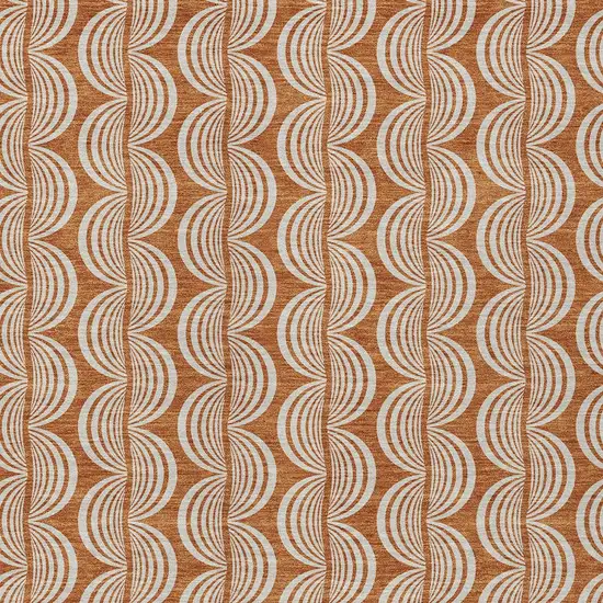 Copper And Beige Ogee Washable Indoor Outdoor Area Rug Photo 5