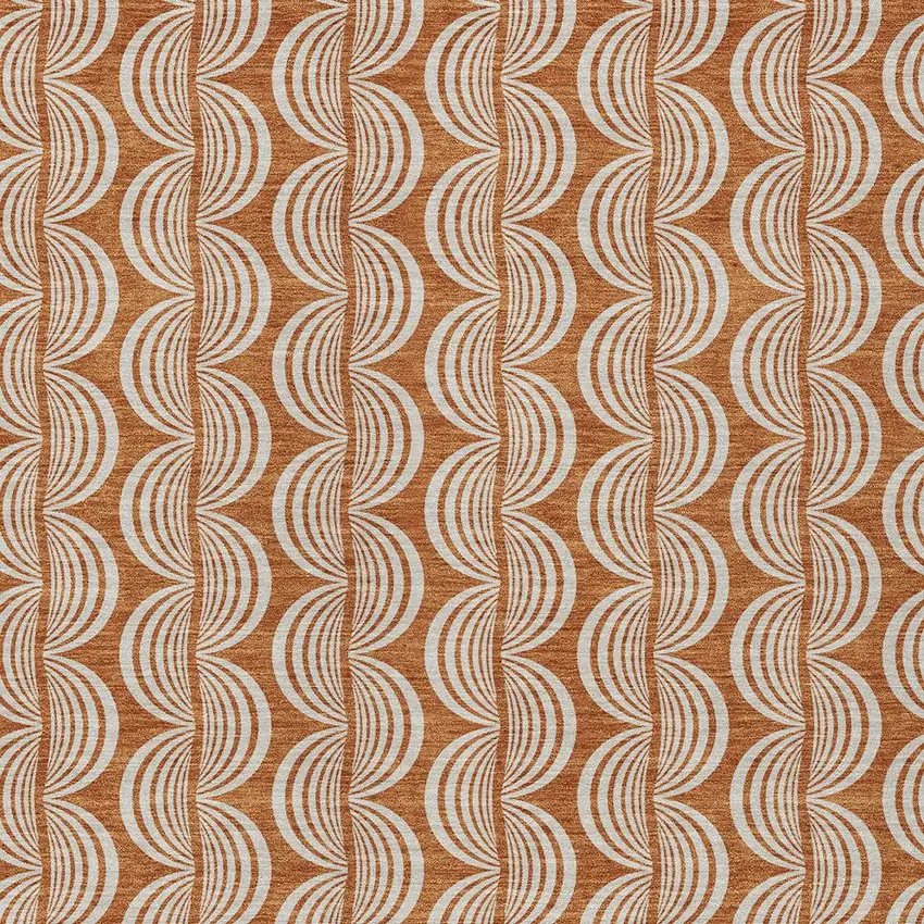 Copper And Beige Ogee Washable Indoor Outdoor Area Rug Photo 5