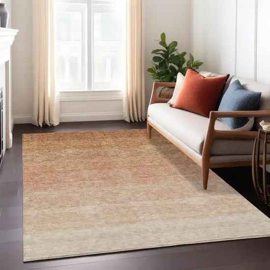 Copper And Beige Ombre Washable Indoor Outdoor Area Rug Photo 9
