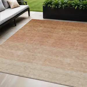 Photo of Copper And Beige Ombre Washable Indoor Outdoor Area Rug