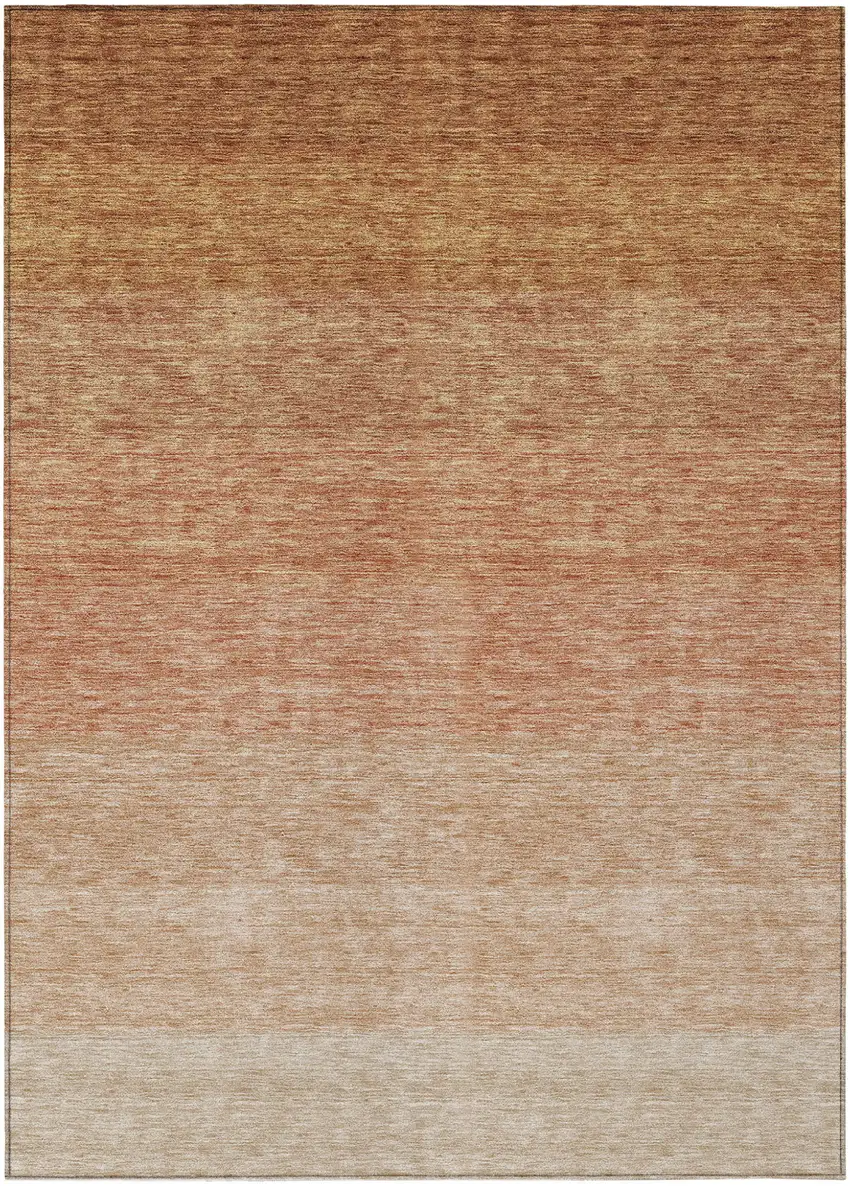Copper And Beige Ombre Washable Indoor Outdoor Area Rug Photo 2