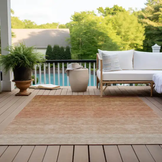 Copper And Beige Ombre Washable Indoor Outdoor Area Rug Photo 9