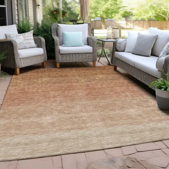 Copper And Beige Ombre Washable Indoor Outdoor Area Rug Photo 7