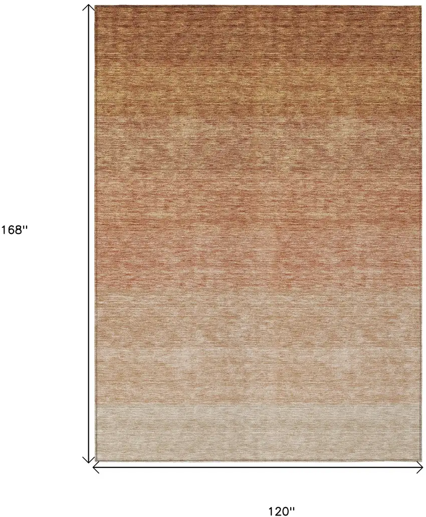 Copper And Beige Ombre Washable Indoor Outdoor Area Rug Photo 3