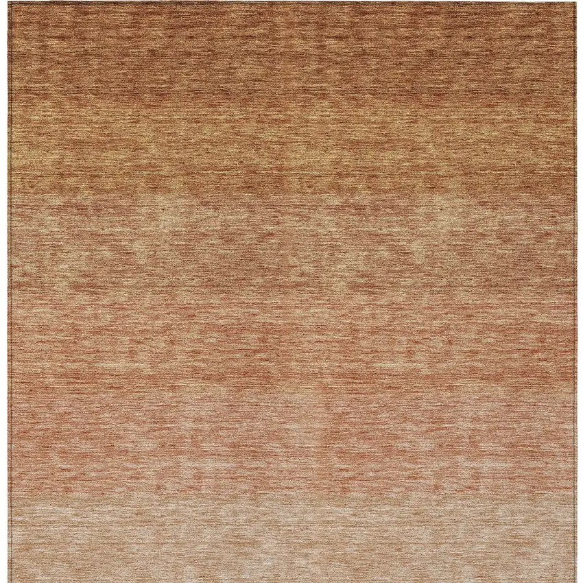 Copper And Beige Ombre Washable Indoor Outdoor Area Rug Photo 6