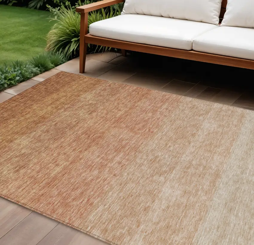 Copper And Beige Ombre Washable Indoor Outdoor Area Rug Photo 1