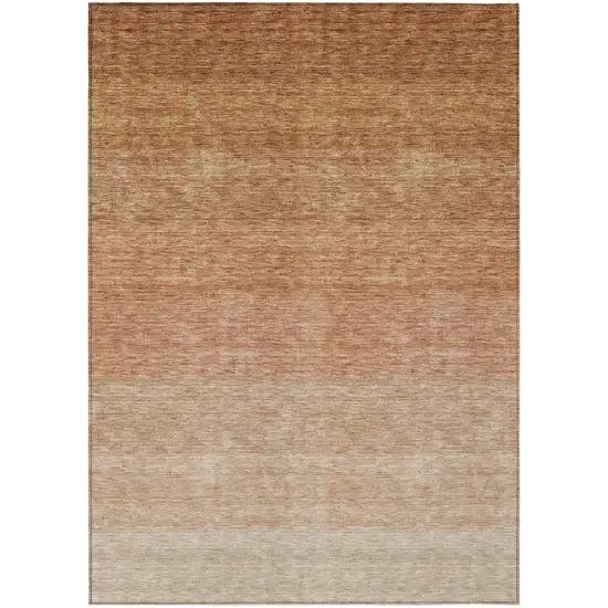 Copper And Beige Ombre Washable Indoor Outdoor Area Rug Photo 2