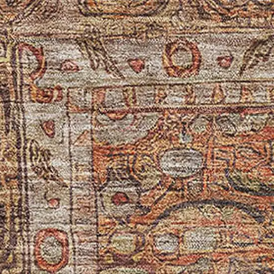 Copper And Beige Oriental Washable Area Rug With UV Protection Photo 2