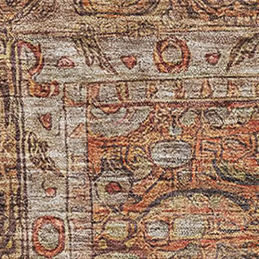 Copper And Beige Oriental Washable Area Rug With UV Protection Photo 2