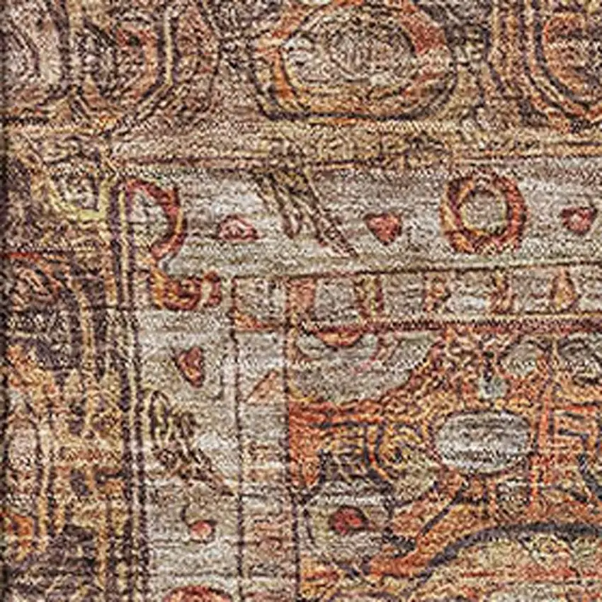 Copper And Beige Oriental Washable Area Rug With UV Protection Photo 2