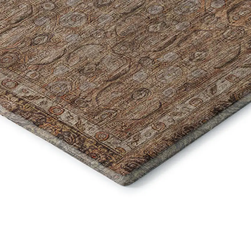 Copper And Beige Oriental Washable Area Rug With UV Protection Photo 7