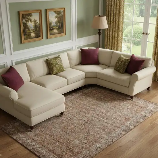 Copper And Beige Oriental Washable Area Rug With UV Protection Photo 2