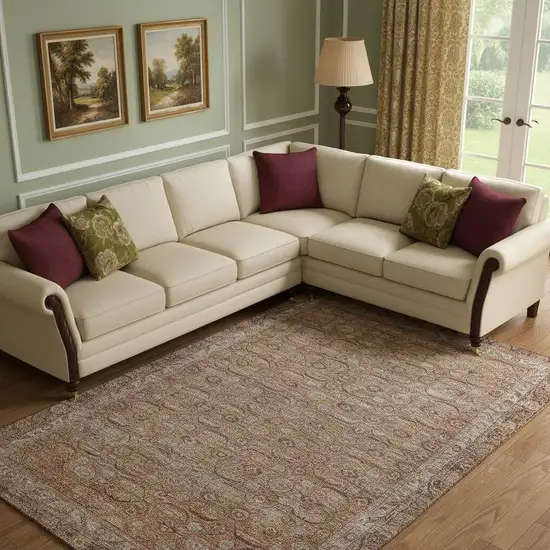 Copper And Beige Oriental Washable Area Rug With UV Protection Photo 2