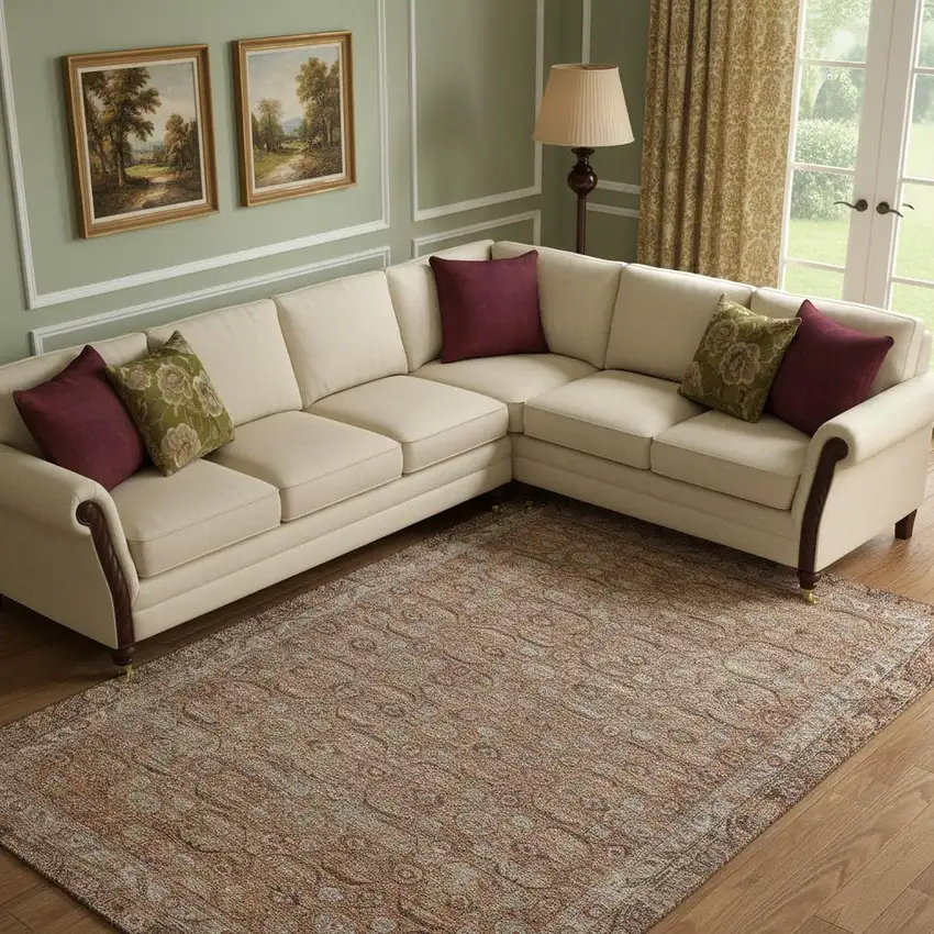 Copper And Beige Oriental Washable Area Rug With UV Protection Photo 2