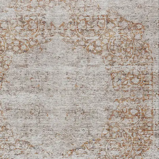 Copper And Beige Oriental Washable Indoor Outdoor Area Rug Photo 5