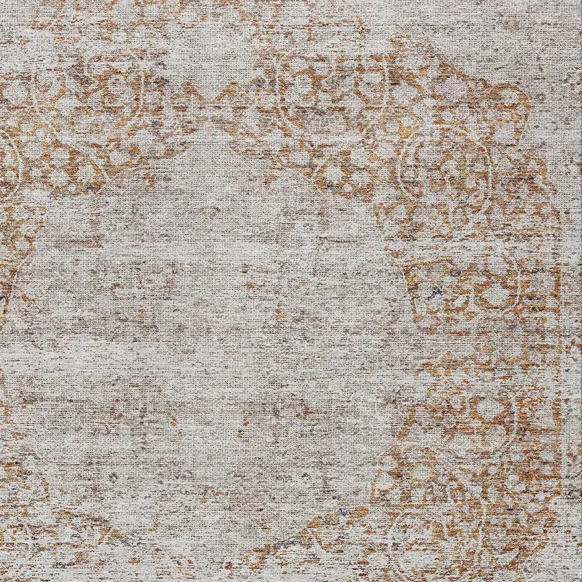 Copper And Beige Oriental Washable Indoor Outdoor Area Rug Photo 5