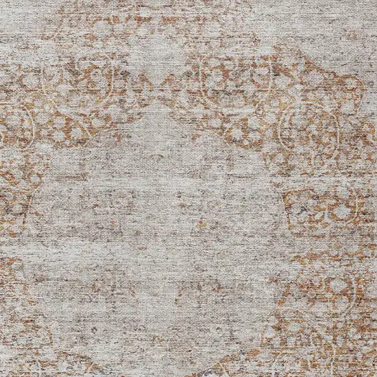 Copper And Beige Oriental Washable Indoor Outdoor Area Rug Photo 5