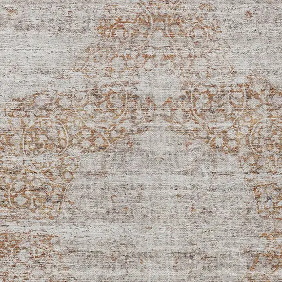 Copper And Beige Oriental Washable Indoor Outdoor Area Rug Photo 5
