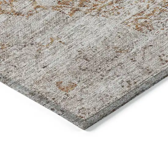 Copper And Beige Oriental Washable Indoor Outdoor Area Rug Photo 4