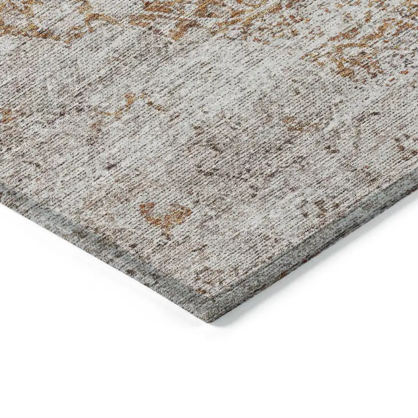 Copper And Beige Oriental Washable Indoor Outdoor Area Rug Photo 4