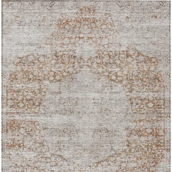 Copper And Beige Oriental Washable Indoor Outdoor Area Rug Photo 5