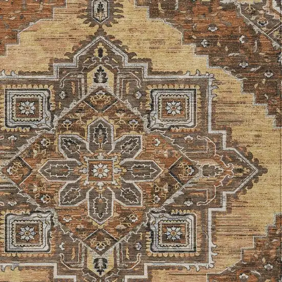 Copper And Beige Oriental Washable Indoor Outdoor Area Rug Photo 3