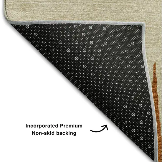 Copper And Beige Striped Washable Area Rug With UV Protection Photo 6