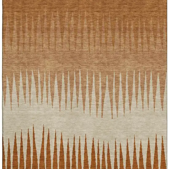 Copper And Beige Striped Washable Area Rug With UV Protection Photo 3