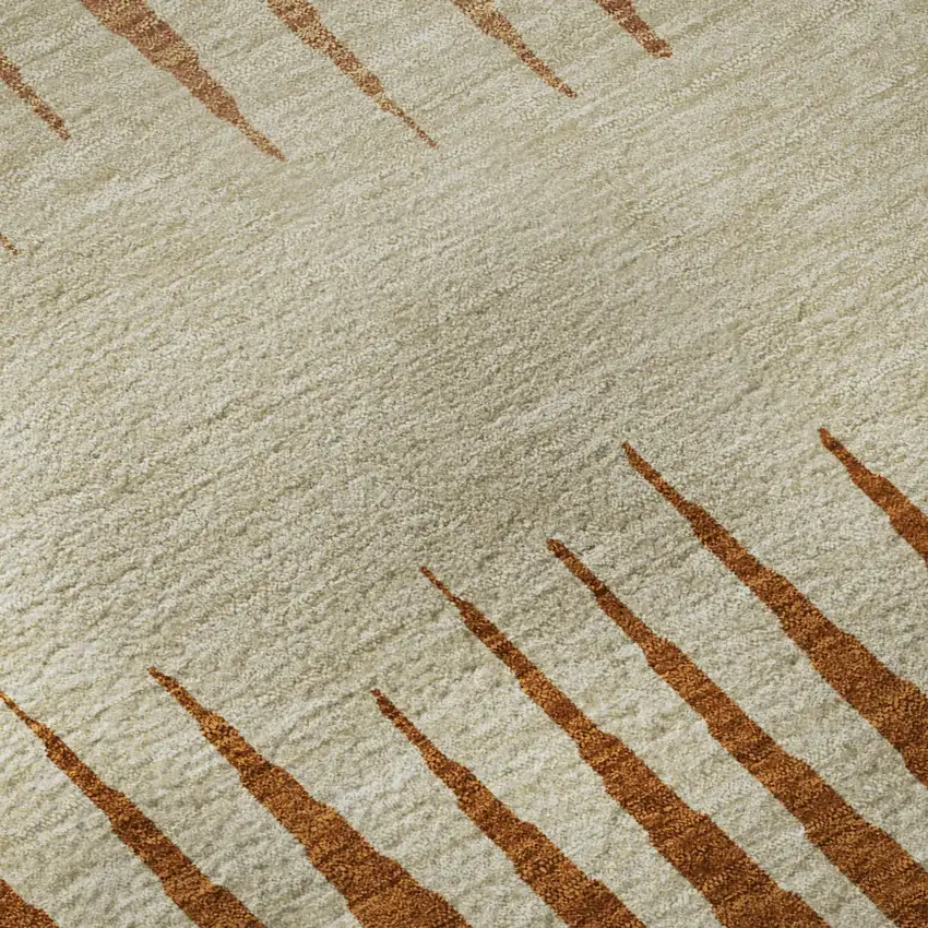 Copper And Beige Striped Washable Area Rug With UV Protection Photo 8