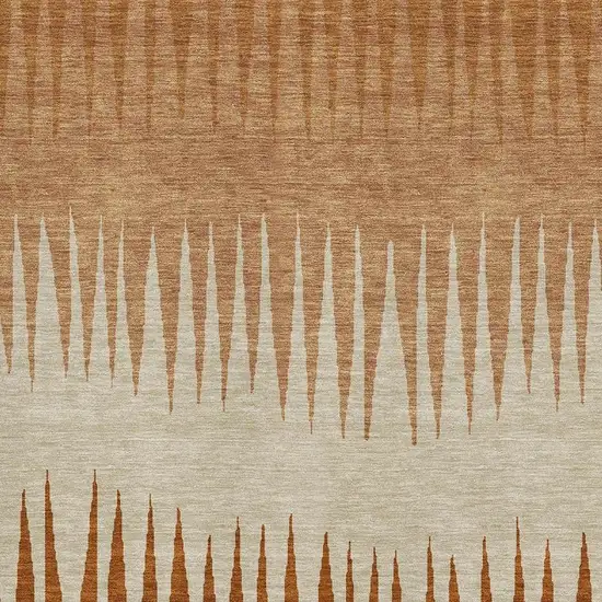 Copper And Beige Striped Washable Area Rug With UV Protection Photo 3