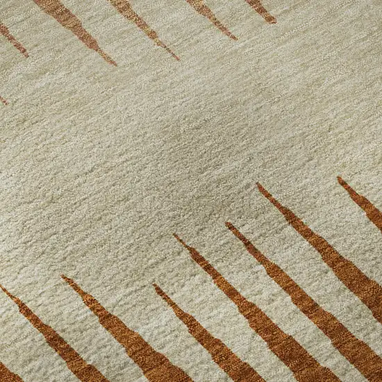 Copper And Beige Striped Washable Area Rug With UV Protection Photo 8