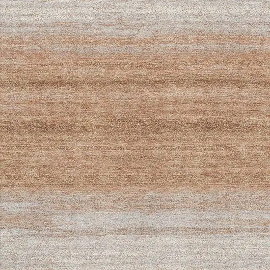 Copper And Beige Striped Washable Area Rug With UV Protection Photo 2