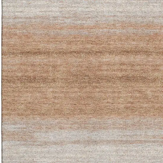 Copper And Beige Striped Washable Area Rug With UV Protection Photo 2
