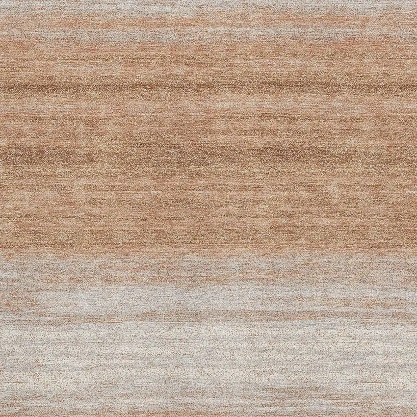 Copper And Beige Striped Washable Area Rug With UV Protection Photo 2