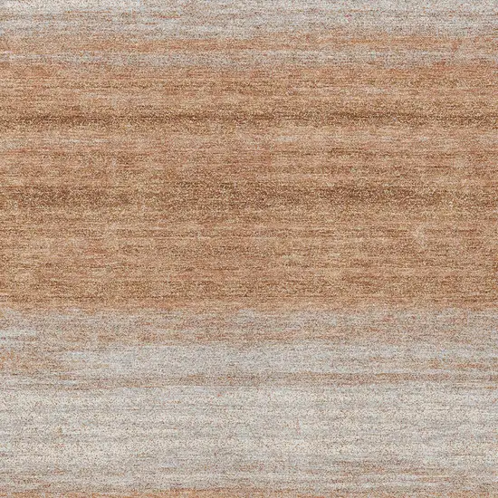 Copper And Beige Striped Washable Indoor Outdoor Area Rug Photo 6