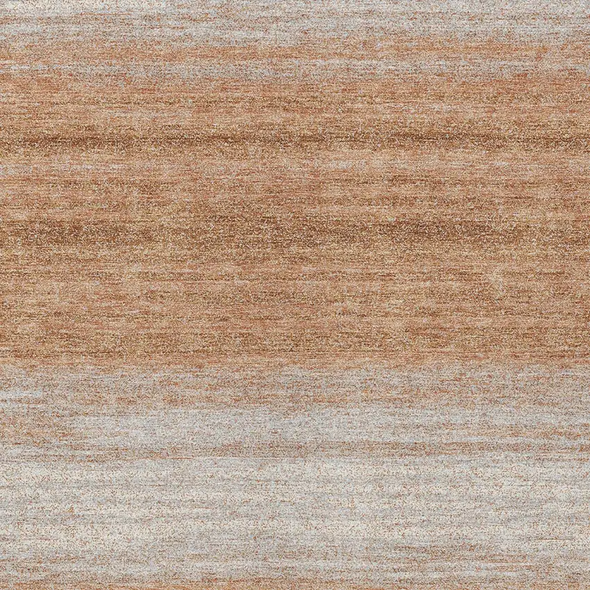Copper And Beige Striped Washable Indoor Outdoor Area Rug Photo 6