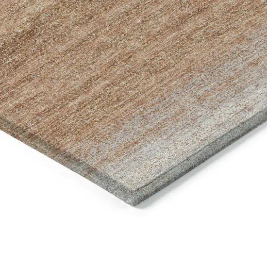 Copper And Beige Striped Washable Indoor Outdoor Area Rug Photo 5