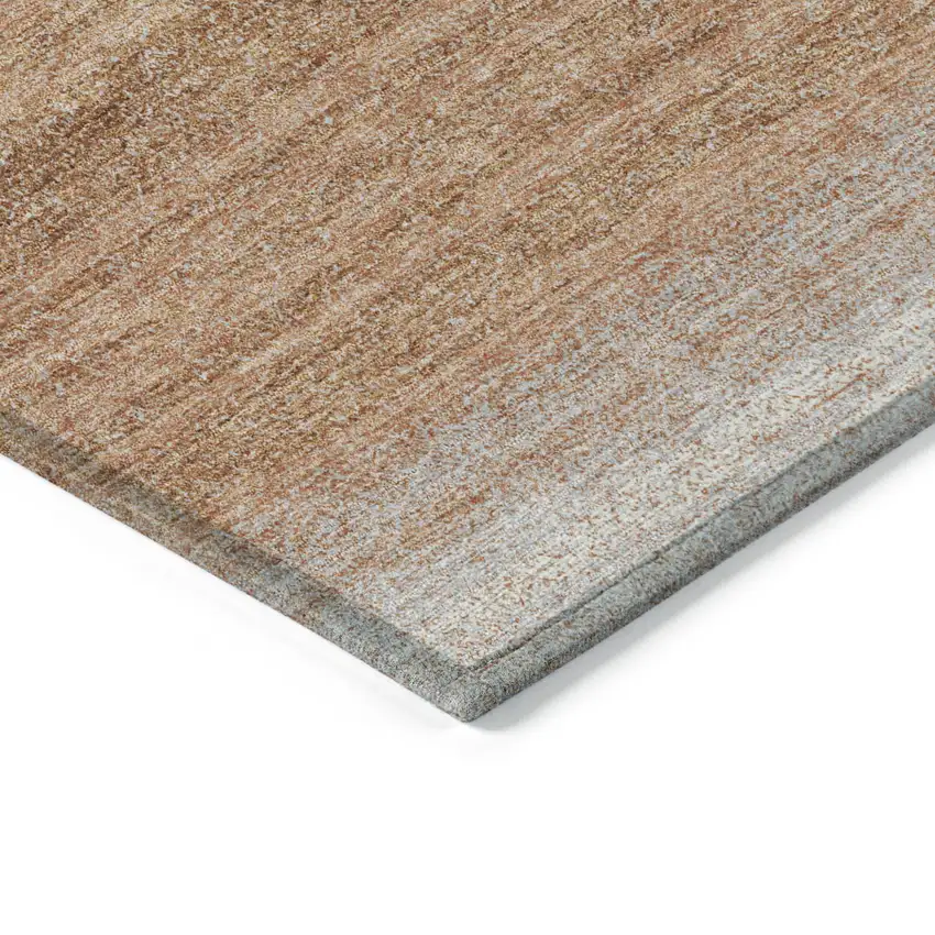 Copper And Beige Striped Washable Indoor Outdoor Area Rug Photo 5