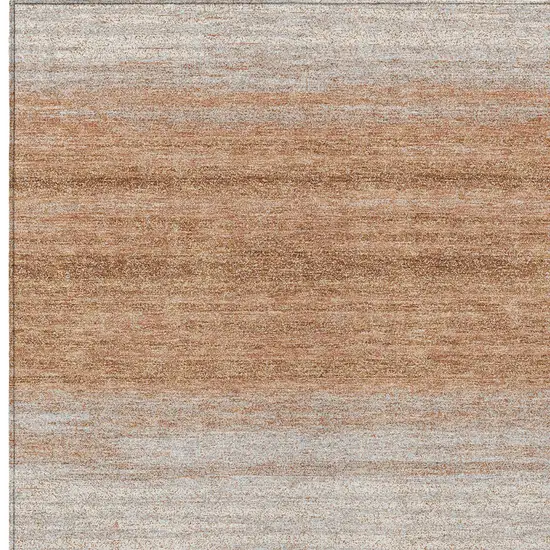 Copper And Beige Striped Washable Indoor Outdoor Area Rug Photo 6