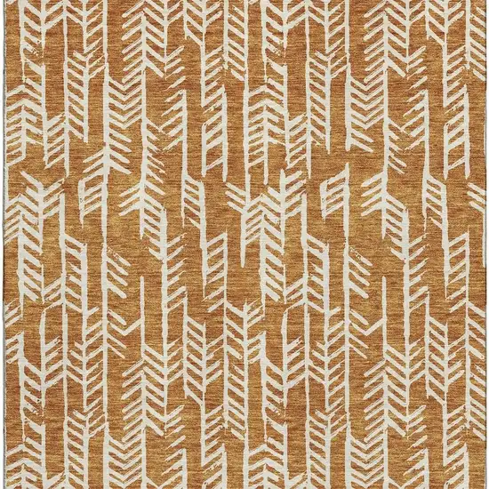 Copper And Beige Tribal Washable Area Rug With UV Protection Photo 4