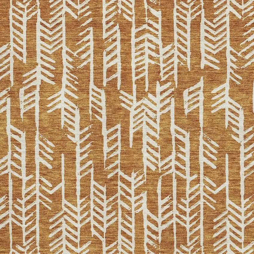 Copper And Beige Tribal Washable Area Rug With UV Protection Photo 3