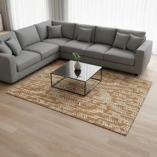 Copper And Beige Tribal Washable Area Rug With UV Protection Photo 2