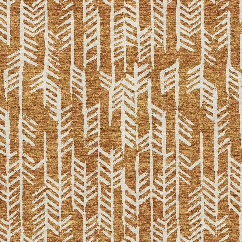 Copper And Beige Tribal Washable Area Rug With UV Protection Photo 3