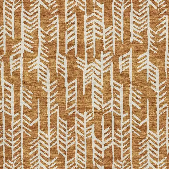 Copper And Beige Tribal Washable Area Rug With UV Protection Photo 3