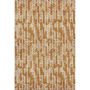 Photo of Copper And Beige Tribal Washable Area Rug With UV Protection