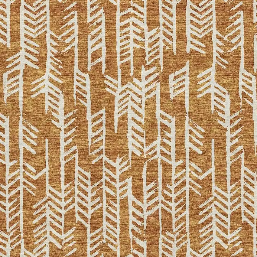 Copper And Beige Tribal Washable Area Rug With UV Protection Photo 3