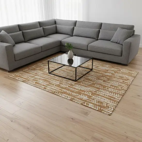 Copper And Beige Tribal Washable Area Rug With UV Protection Photo 2