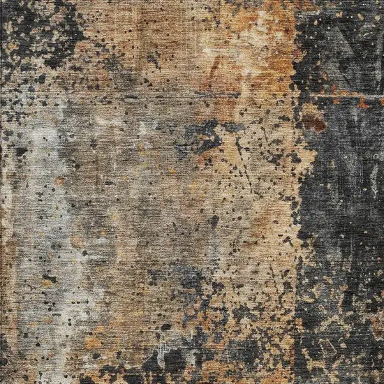 Copper And Black Abstract Washable Indoor Outdoor Area Rug Photo 6