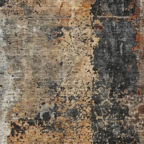 Copper And Black Abstract Washable Indoor Outdoor Area Rug Photo 6